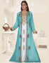 V neck Jacket Style embroidered kaftan